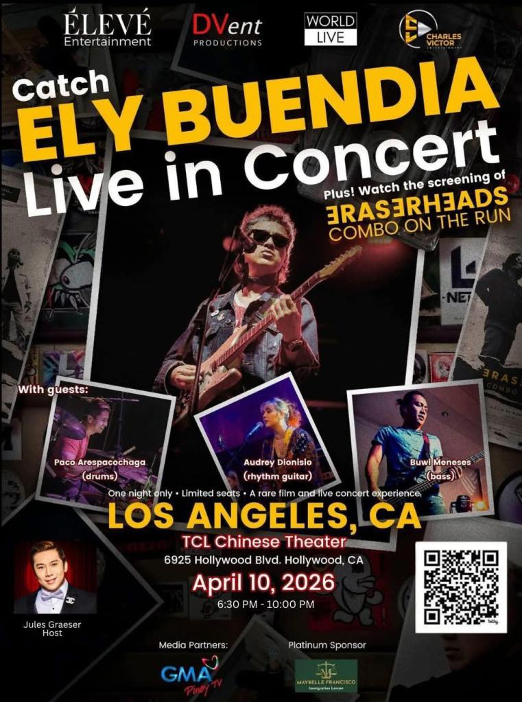 ELY BUENDIA LIVE IN CONCERT, PLUS THE SCREENING OF ERASERHEADS COMBO ON THE&nbsp;RUN